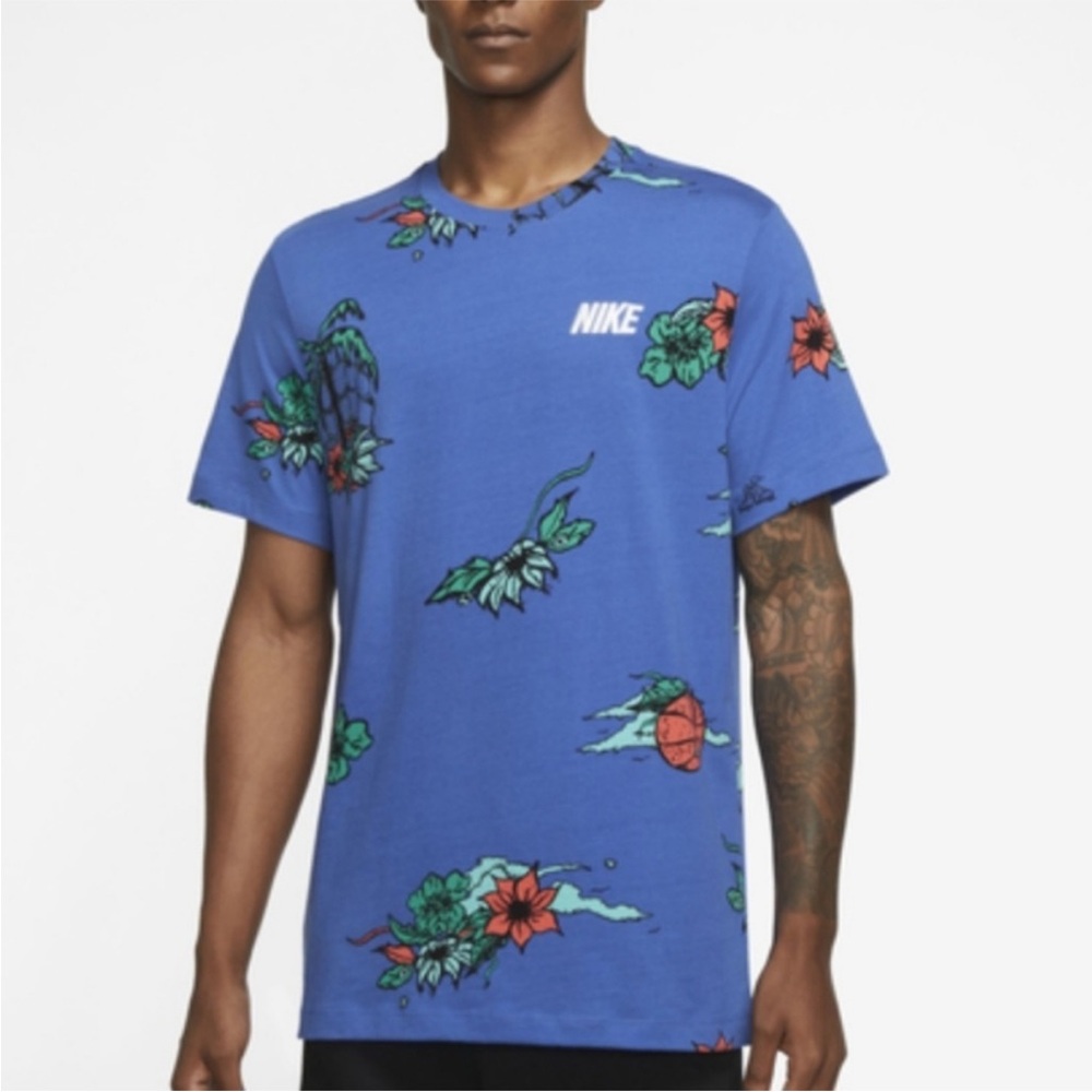 Nike hoops Island blue tropical basketball tee